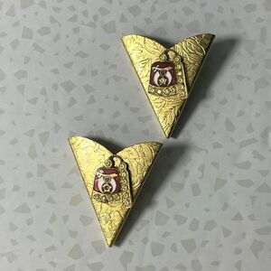 Vintage Gold Tone Masonic Shriners Dress Shirt Collar Tips